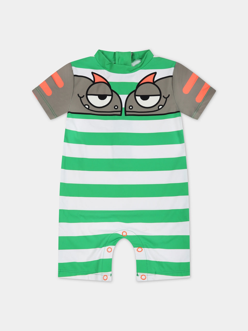 Multicolor romper for baby boy with gecko print